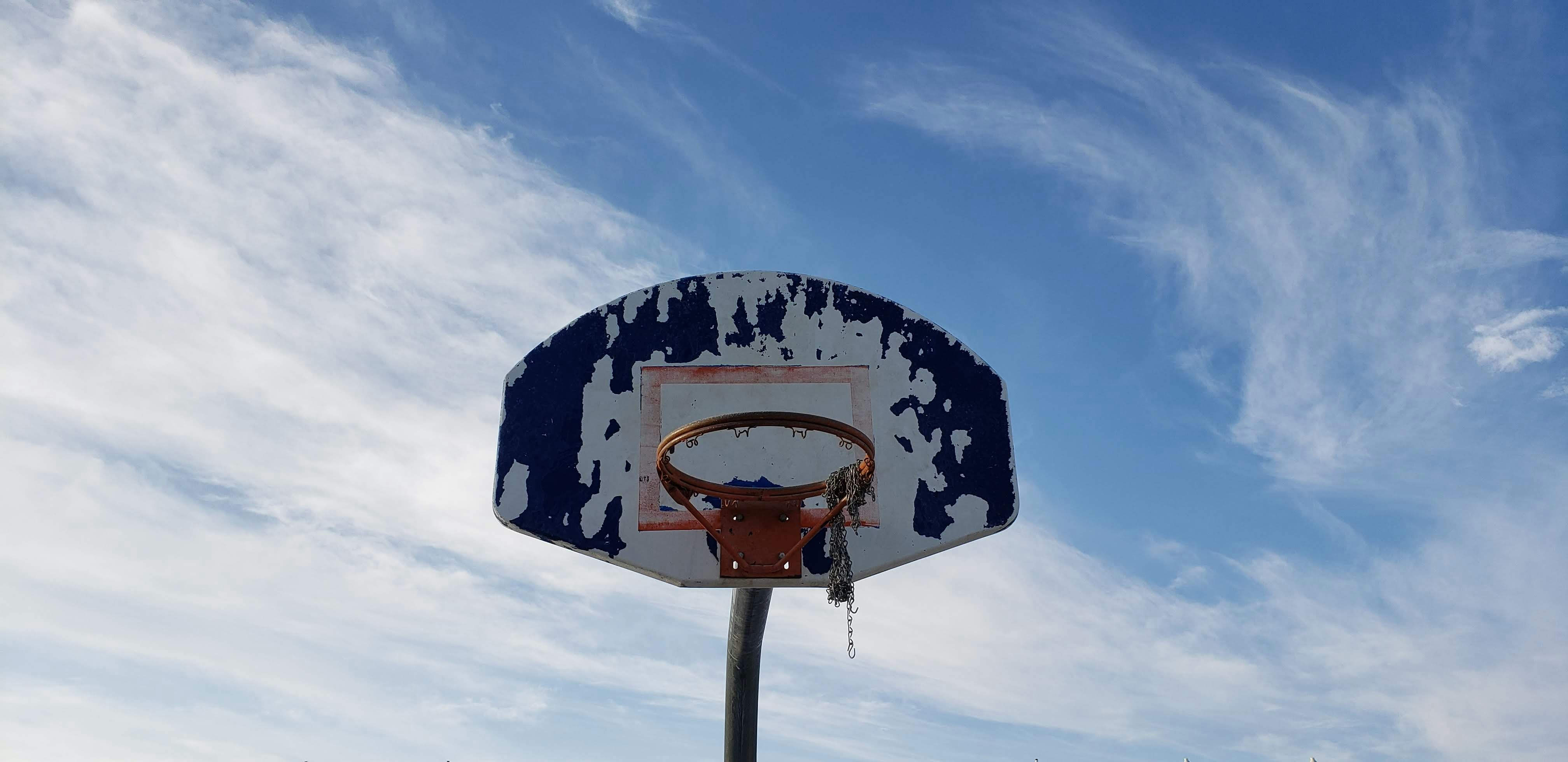 white and black portable basketball hoop